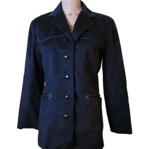 Black Suede Small/Medium size Button Up Jacket Coat